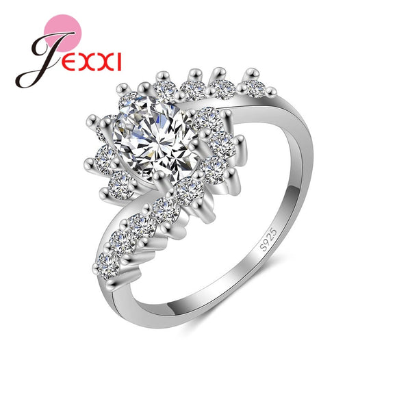 Fashion Ripple 925 Sterling Silver Europe  America New Drop Shape Crystal Zircon Ring Jewelry Small Crystal