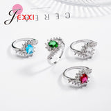 Fashion Ripple 925 Sterling Silver Europe  America New Drop Shape Crystal Zircon Ring Jewelry Small Crystal