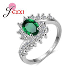Fashion Ripple 925 Sterling Silver Europe  America New Drop Shape Crystal Zircon Ring Jewelry Small Crystal