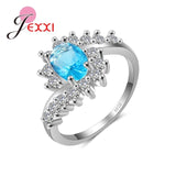 Fashion Ripple 925 Sterling Silver Europe  America New Drop Shape Crystal Zircon Ring Jewelry Small Crystal