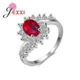Fashion Ripple 925 Sterling Silver Europe  America New Drop Shape Crystal Zircon Ring Jewelry Small Crystal