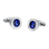 Blue Crystal Cone Cufflinks Men Classic Brand Blue Prismatic Cuff Button Designer High Quality Men's Shirt Taper Cuff Links