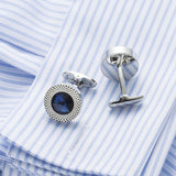 Blue Crystal Cone Cufflinks Men Classic Brand Blue Prismatic Cuff Button Designer High Quality Men's Shirt Taper Cuff Links