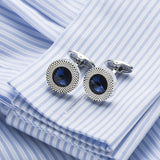 Blue Crystal Cone Cufflinks Men Classic Brand Blue Prismatic Cuff Button Designer High Quality Men's Shirt Taper Cuff Links